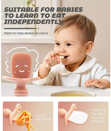 Set za hranjenje kasika i viljuske za bebe - prvi pribor za samostalno hranjenje protiv gušenja za odvikavanje bebe od 3 mjeseca